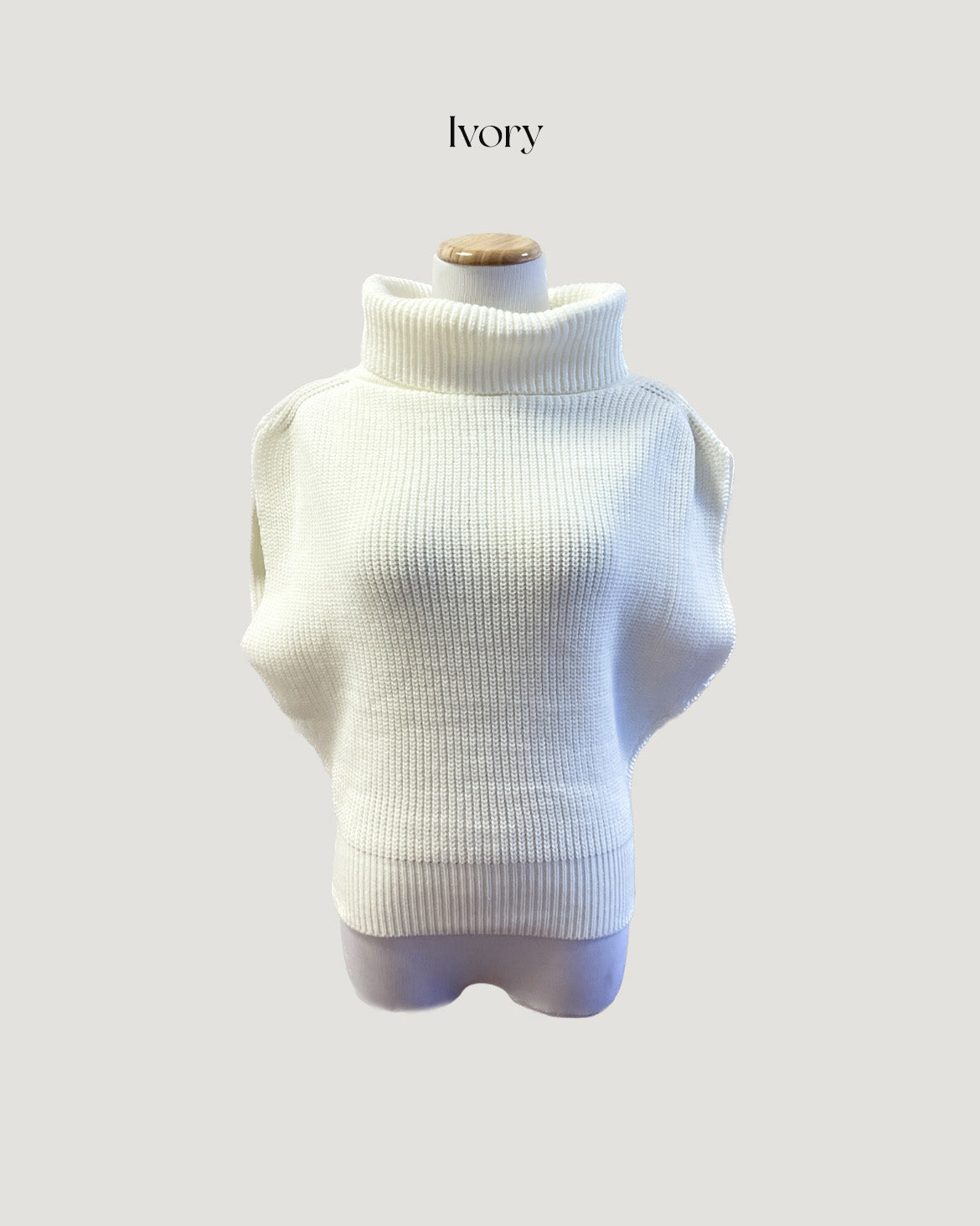 Short-sleeve Turtle-neck Knit Vest