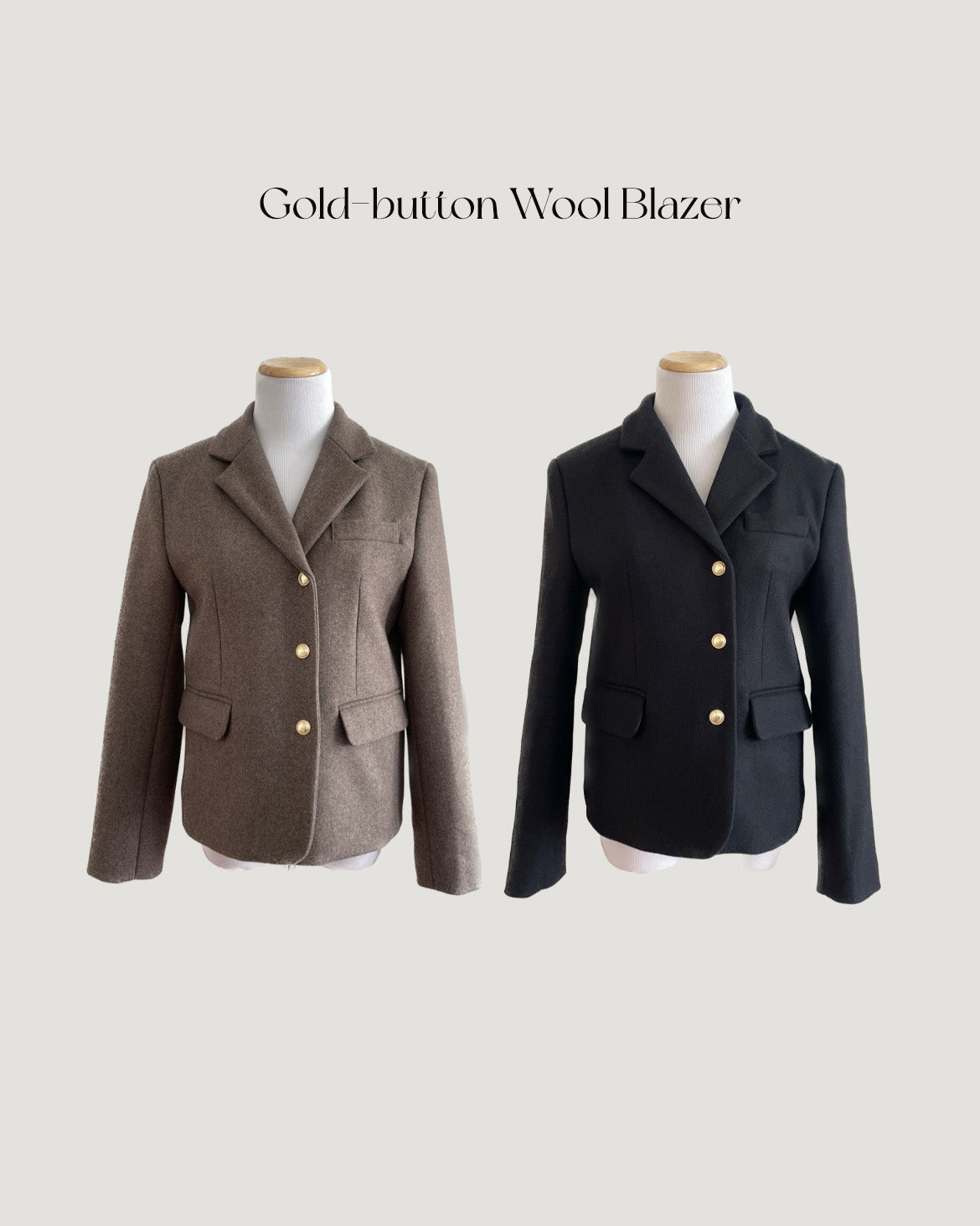 Gold-button Wool Blazer