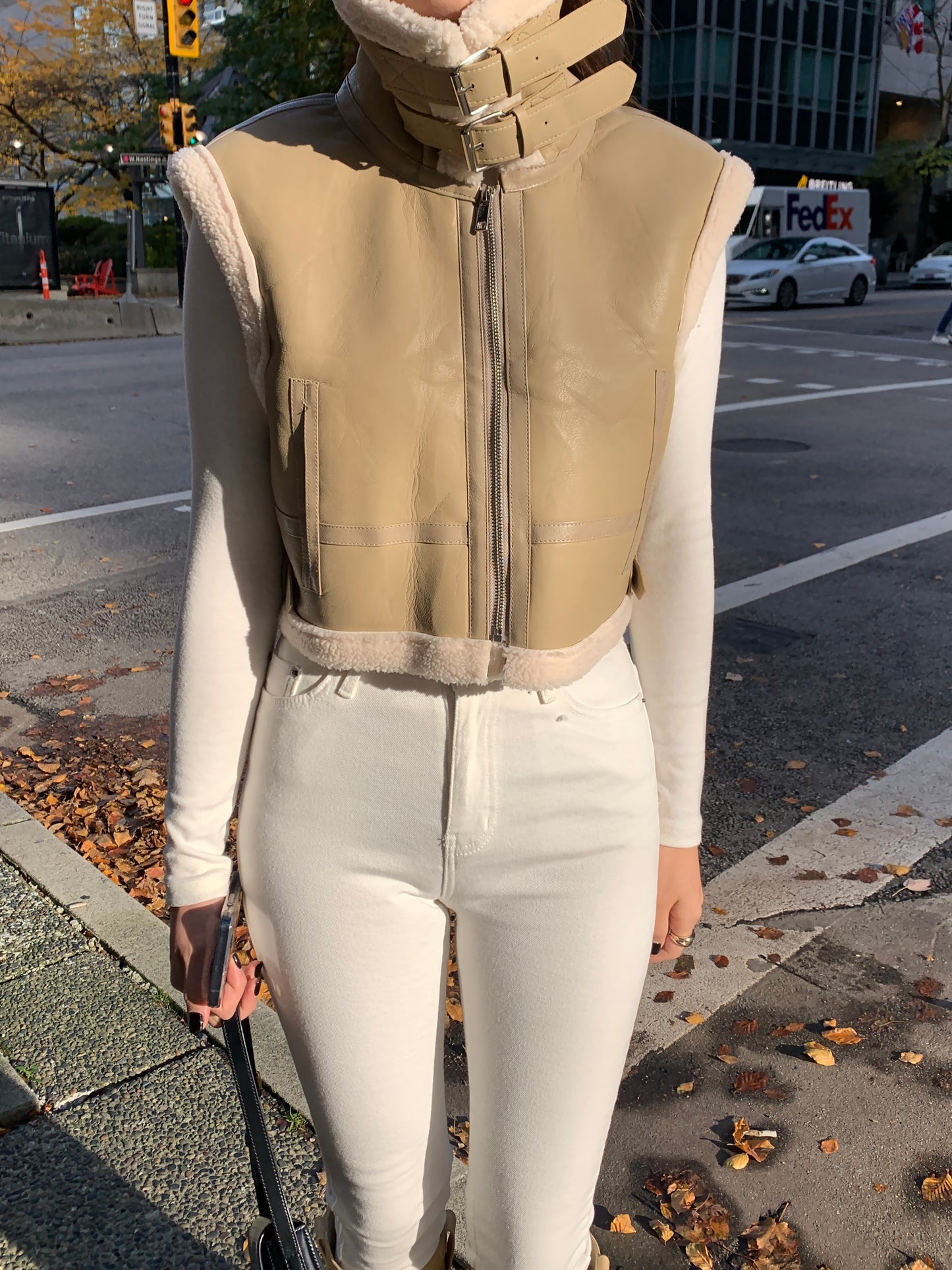 Cropped Shearling Vest