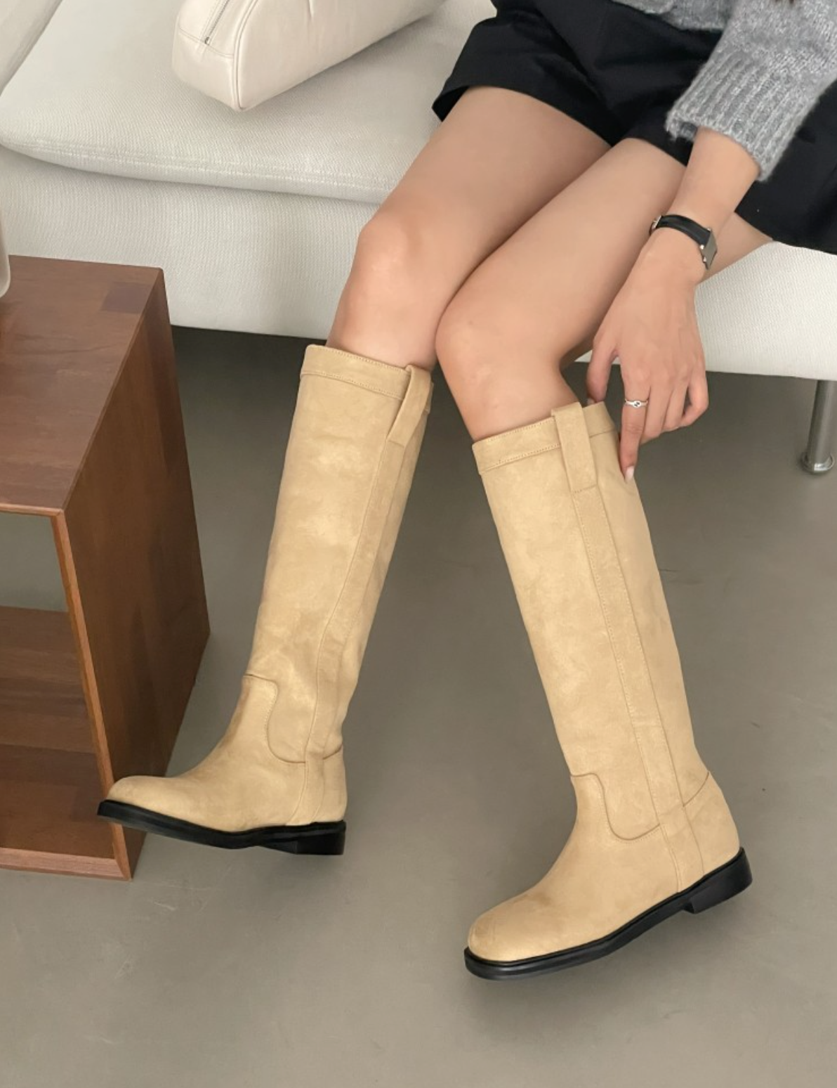 Suede Knee-high Boots