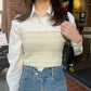 (New color)(3 Colors) Cropped Cotton Shirt