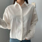 (New color)(3 Colors) Cropped Cotton Shirt