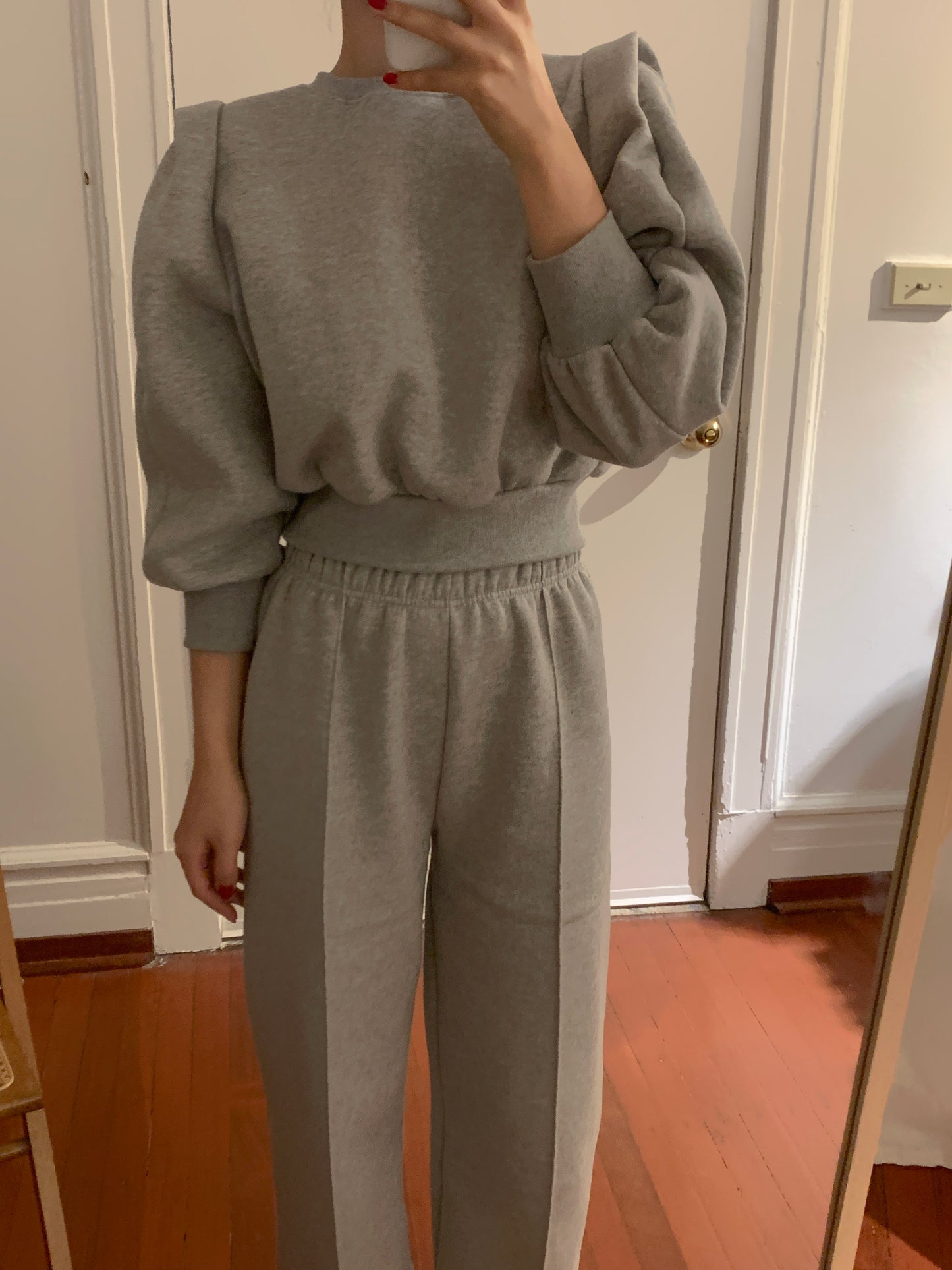 Fleece-lined Puff Cropped Set