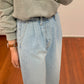 (3 color / S-XL ) Pin-tuck Wide Denim Pants (banding) (pre-order)